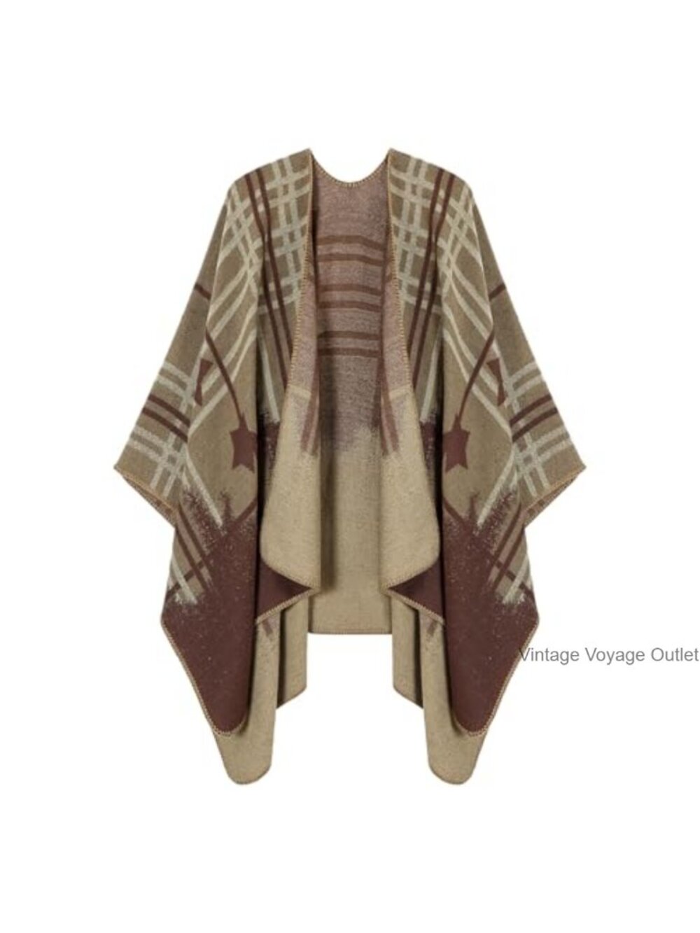 Women's Acrylic Polyester Poncho Shawl Open Front Wrap Cape Cardigan
